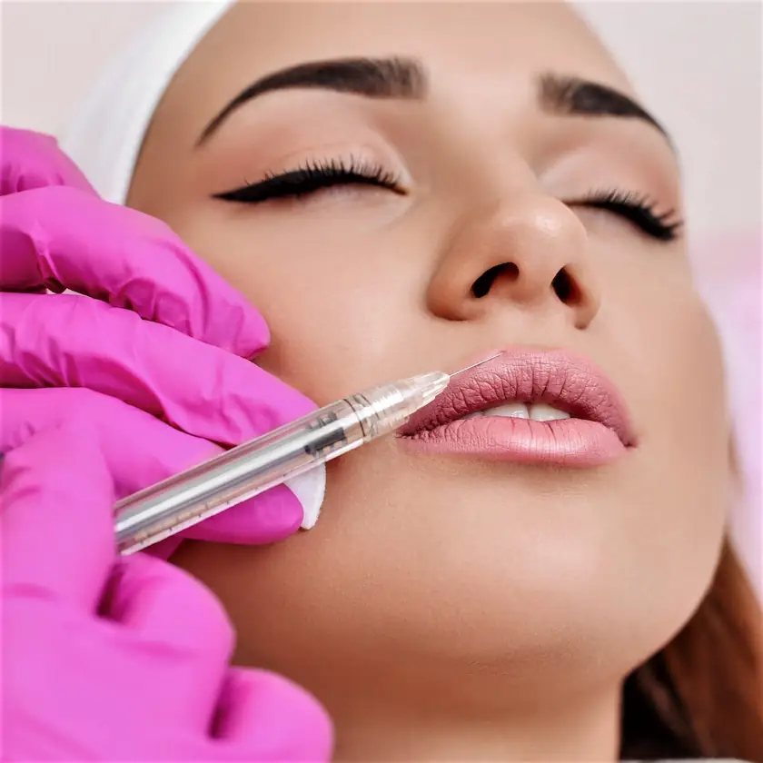 Woman
having a lip treatment